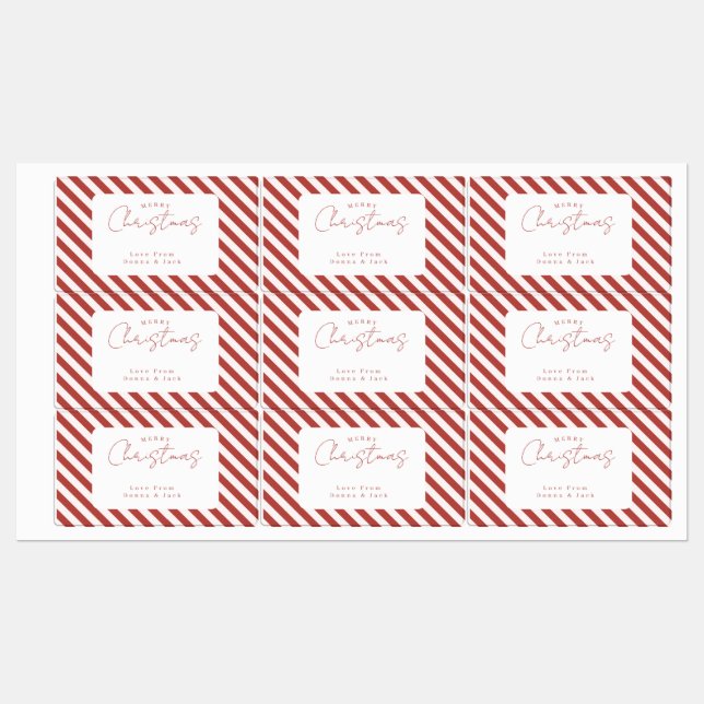 Red & White Candy Cane Stripes Merry Christmas (Sheet)