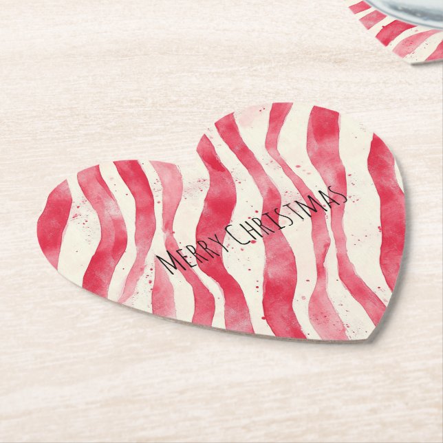 Red White Candy Canes Christmas   Paper Coaster (Angled)