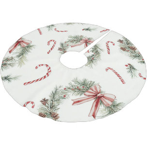 Red White Candy Canes Christmas Wreaths Brushed Polyester Tree Skirt