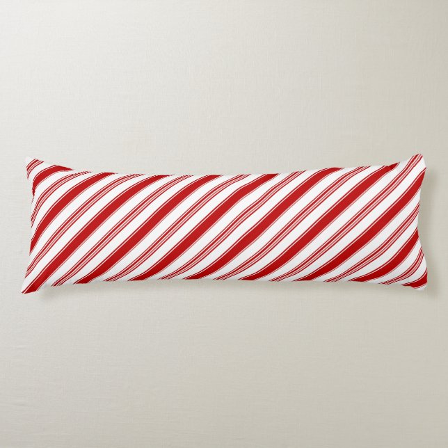 Red & White Candy Stripes (large scale) Body Cushion (Front)