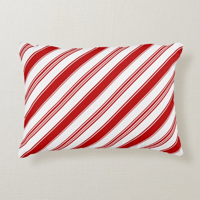 Red & White Candy Stripes (large scale) Decorative Cushion (Front)
