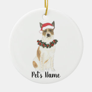 Red & White Cattledog Heeler Christmas Ceramic Tree Decoration