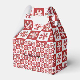 Red/white check snowflake pattern favour box