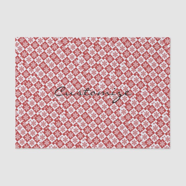 Red/white check snowflake pattern Thunder_Cove Tissue Paper (Front)