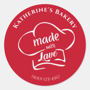 Red White Chef Hat Made with Love Sticker