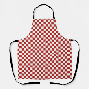 Red White Chequerboard Gingham Pattern Apron