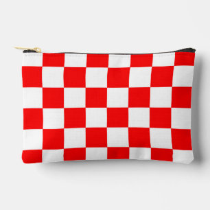 Red White Chequered Check Pattern Accessory Pouch
