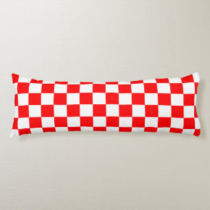 Red White Chequered Check Pattern Body Cushion