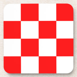 Red White Chequered Check Pattern Coaster