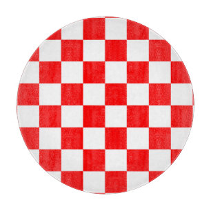 Red White Chequered Check Pattern Cutting Board