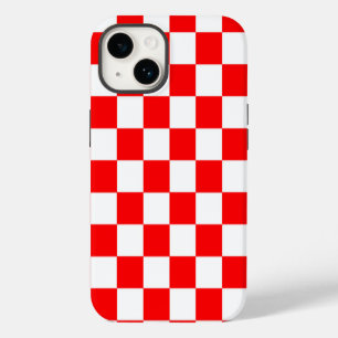 Red White Chequered Check Pattern iPhone 14 Case