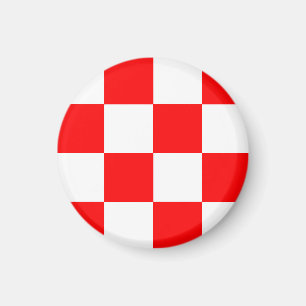 Red White Chequered Check Pattern Magnet