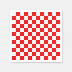 Red White Chequered Check Pattern Napkin