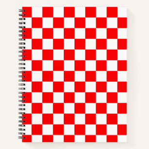 Red White Chequered Check Pattern Notebook
