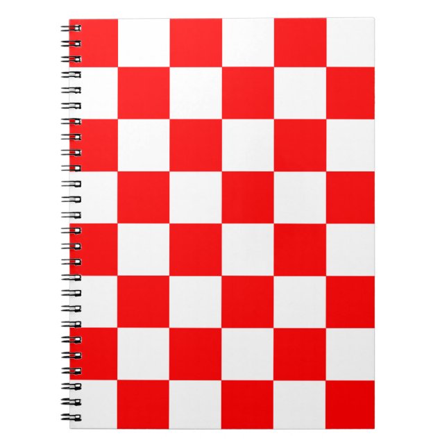 Red White Chequered Check Pattern Notebook (Front)