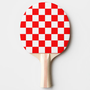 Red White Chequered Check Pattern Ping Pong Paddle