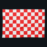 Red White Chequered Check Pattern Tea Towel<br><div class="desc">Red and White Check Chequered Geometric Squares Pattern Design</div>