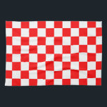 Red White Chequered Check Pattern Tea Towel<br><div class="desc">Red and White Check Chequered Geometric Squares Pattern Design</div>
