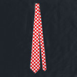 Red White Chequered Check Pattern Tie<br><div class="desc">Red and White Check Chequered Geometric Squares Pattern Design</div>