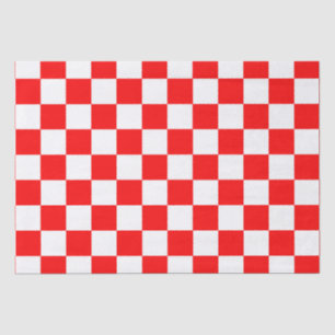 Red White Chequered Check Pattern Tissue Paper
