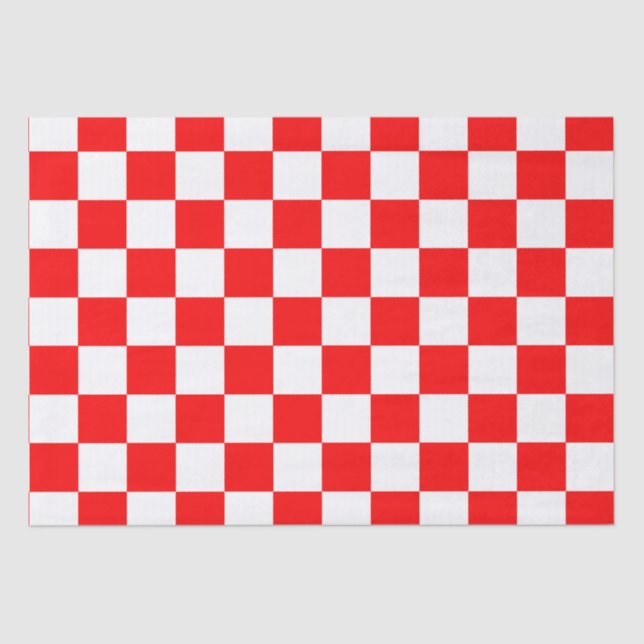 Red White Chequered Check Pattern Tissue Paper (Front)