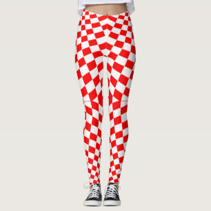 Red White Chequered Pattern Leggings