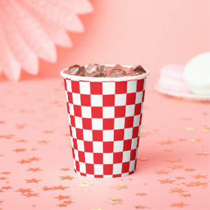 Red & White Chequered Squares Party Checks Paper C Cups
