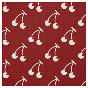 Red white cherries pattern fabric