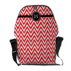 Red white chevron monogram Rickshaw messenger