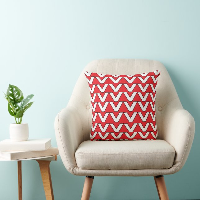 Red White Chevron Stripe Cushion (Chair)
