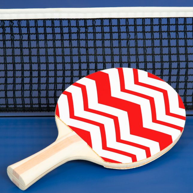 Red White Chevron Zigzag Pattern Design  Ping Pong Paddle (Insitu)