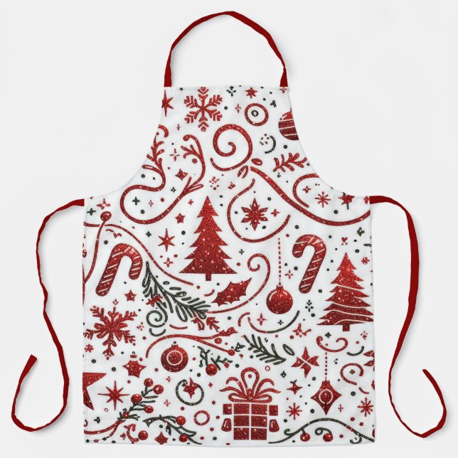  Red White Christmas Apron (Front)