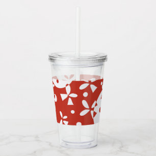 Red White Christmas Bells Holiday Pattern Acrylic Tumbler