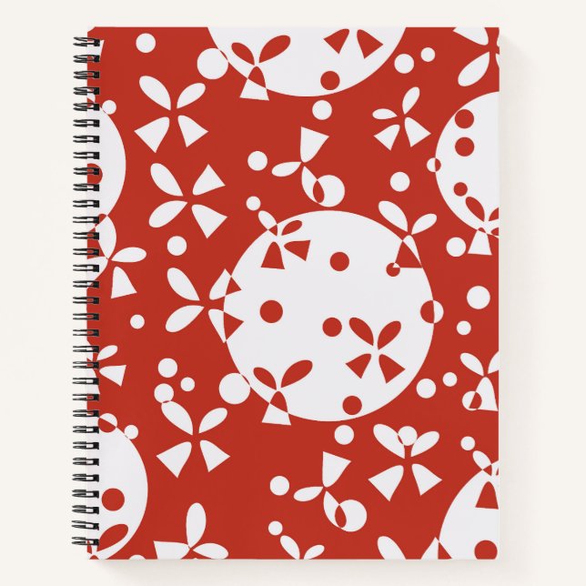 Red White Christmas Bells Holiday Pattern Notebook (Front)