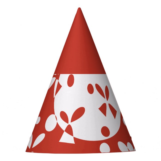Red White Christmas Bells Holiday Pattern Party Hat (Front)