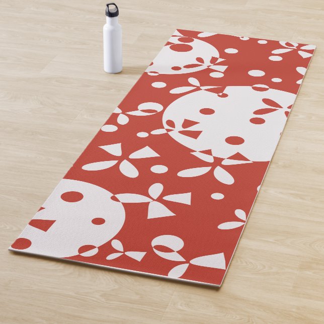 Red White Christmas Bells Holiday Pattern Yoga Mat (In Situ)