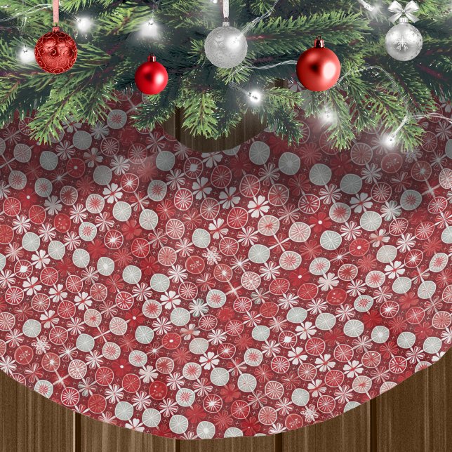 Red White Christmas Candy Pattern#13 ID1009 Brushed Polyester Tree Skirt (Creator Uploaded)