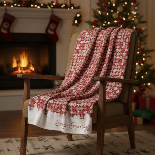 Red White Christmas Candy Pattern#13 ID1009 Fleece Blanket