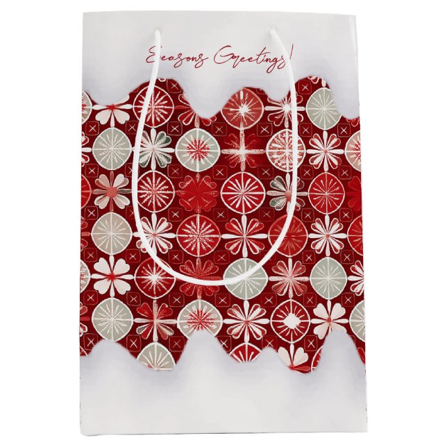 Red White Christmas Candy Pattern#13 ID1009 Medium Gift Bag (Front)