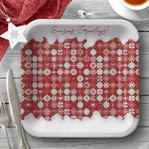 Red White Christmas Candy Pattern#13 ID1009 Paper Plate