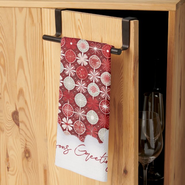 Red White Christmas Candy Pattern#13 ID1009 Tea Towel (Thirds Fold)