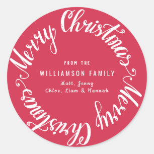 Red White Christmas Card Envelope Seal Template