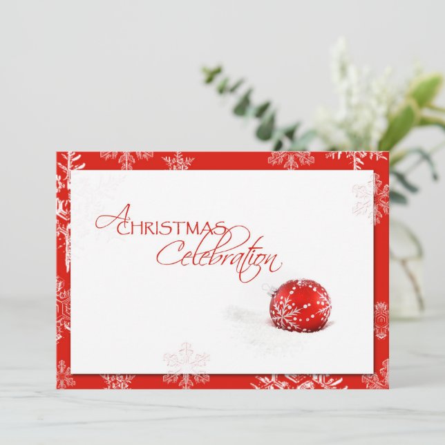 Red White Christmas Celebration Invitation Card (Standing Front)
