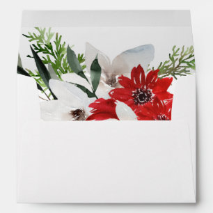Red & White Christmas Floral  Envelope