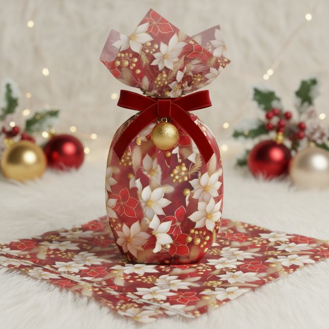Red White Christmas Floral Pattern#17 ID1009 Tissue Paper (Creator Uploaded)