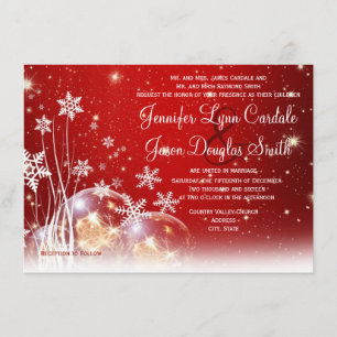 Red White Christmas Holiday Wedding Invitations