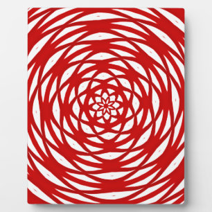 Red White Christmas Modern Circle Design Pattern Plaque