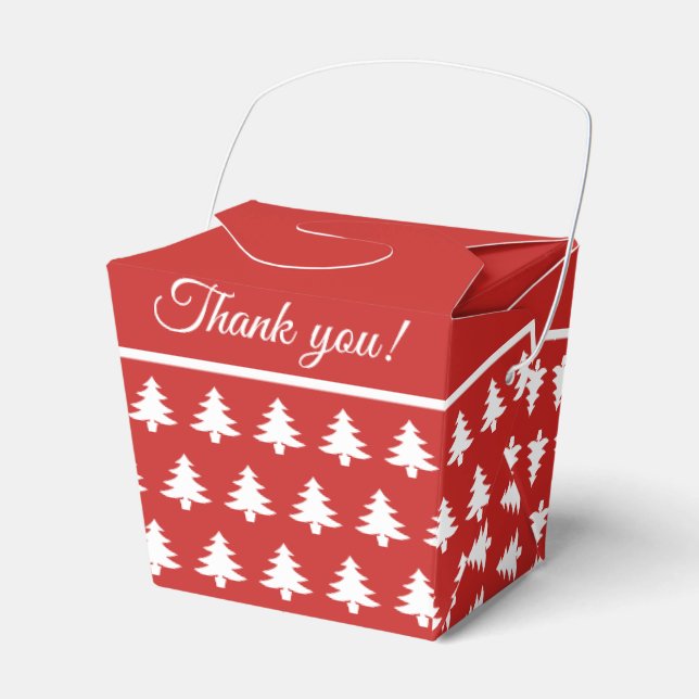 Red/White Christmas Party Favour Tree  Font Patter Box (Front Side)