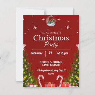 Red & White Christmas Party Invitation Holiday