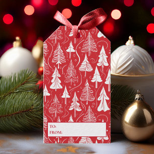 Red White Christmas Pattern#6 ID1009 Gift Tags